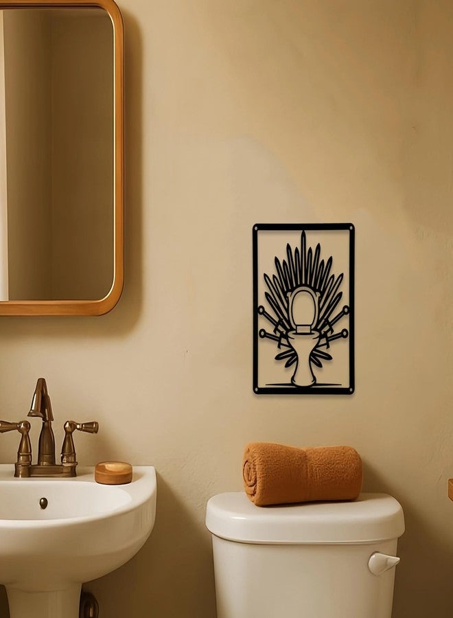 Woparty "Toilet of Blades" Metal Wall Decor Medieval Bathroom Sign for Sword Lovers Wall Decor - 9.45 x 7.7 Inch - Image 3